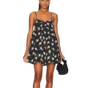 Free People! In A Bubble Floral Babydoll Mini Dress In Black Combo NWOT!